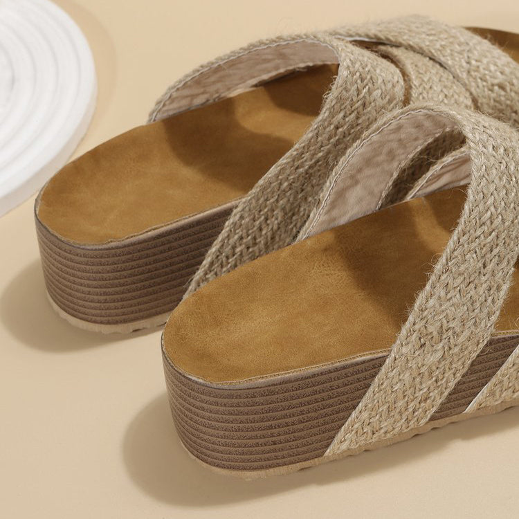 Remedios | Damen Sommer Plateausandalen mit geflochtenen Kreuzriemen