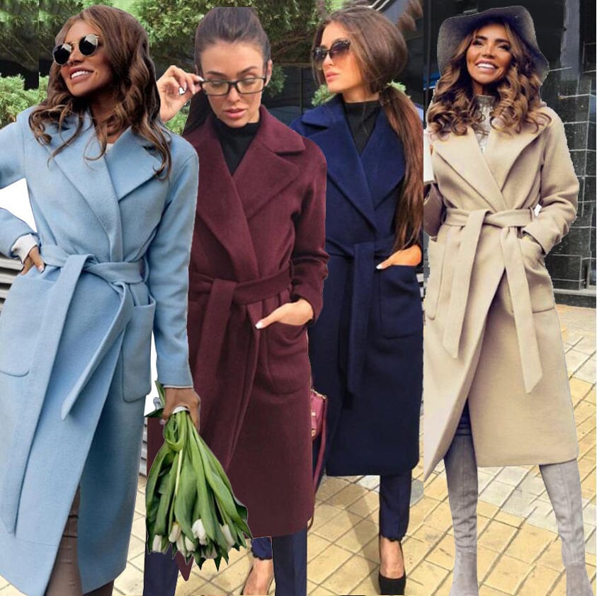 Sella | Wollmantel für Damen mit Revers und Bindegürtel