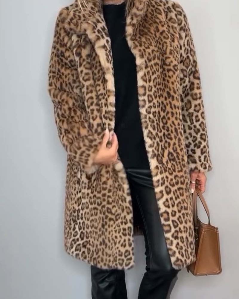 Talina | Lange Weiche Jacke mit Leopardenmuster