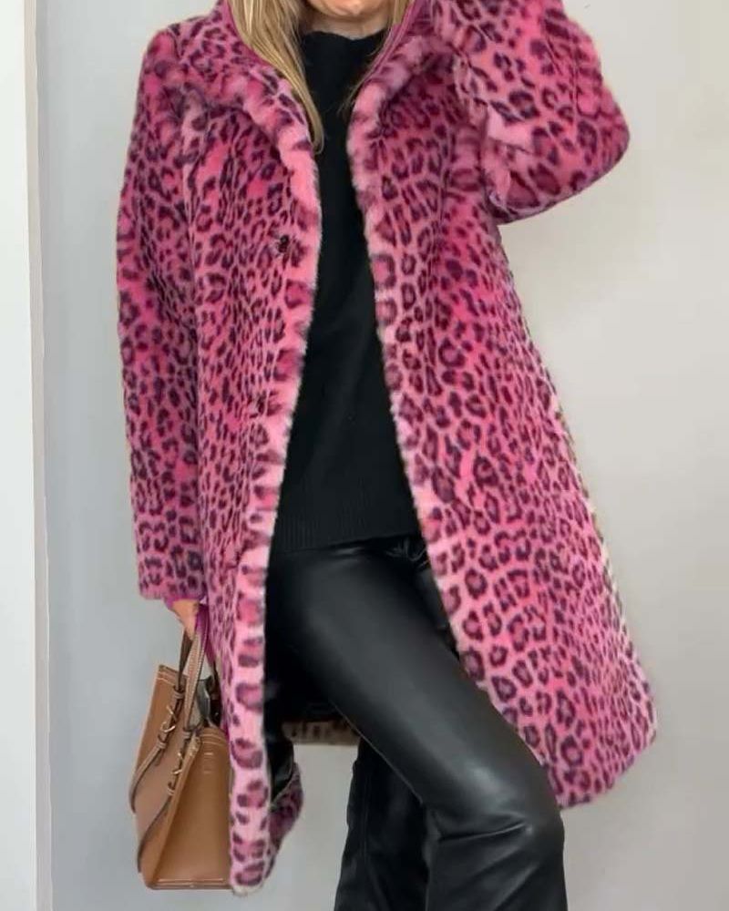 Talina | Lange Weiche Jacke mit Leopardenmuster