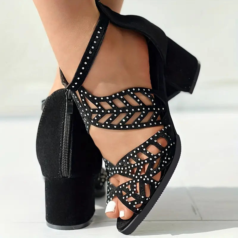 Daniela | Absatzschuhe mit Strass und Reißverschluss