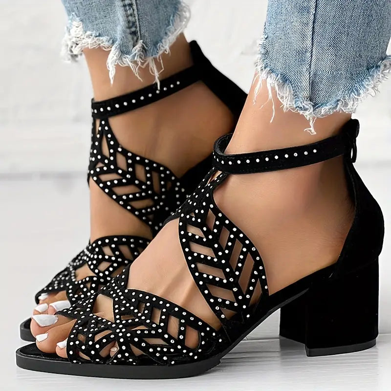 Daniela | Absatzschuhe mit Strass und Reißverschluss