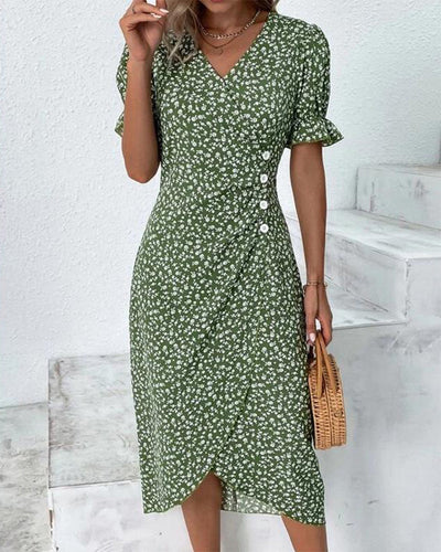 Adeline - Fließendes Blumendruck Wickelkleid