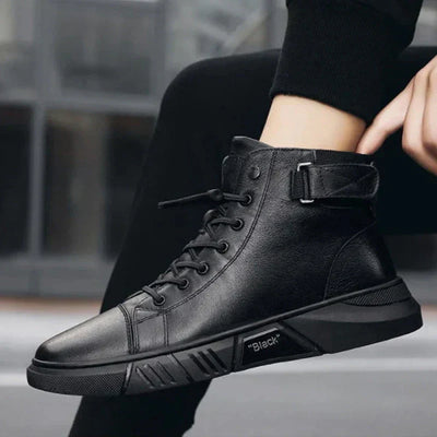 Brandon | Schwarze Leder-Schuhe mit hohem Schnitt
