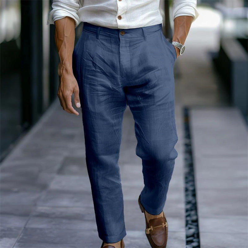 Herren Leinenhose gerade weiß elegant lässig - Adriano