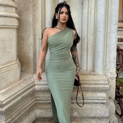 Ärmelloses ärmelloses Kleid mit Seitenschlitz schwarz - Alessia