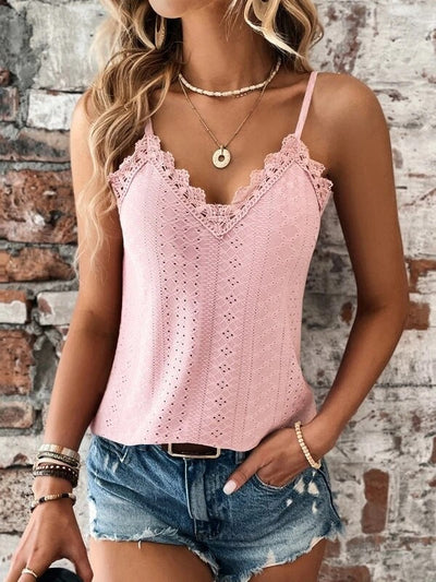 Ulahni | Damen Shirt mit V-Ausschnitt und Spitze