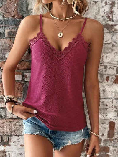 Ulahni | Damen Shirt mit V-Ausschnitt und Spitze