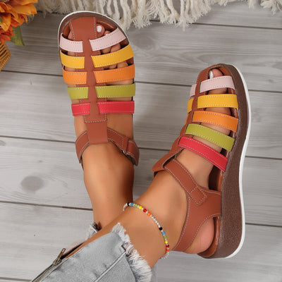 Mehrfarbige lässige Damensandalen mit gekreuzten Riemen und bequemer Sohle - Nayeli
