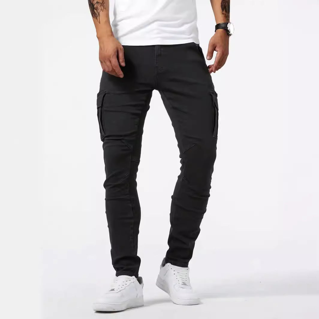 Hellblaue Cargo-Hose aus Stretch-Denim für Herren - Denver