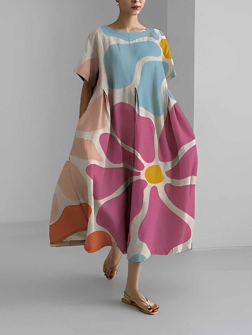 Sherry - Elegantes, locker sitzendes Kleid mit Muster für Frauen