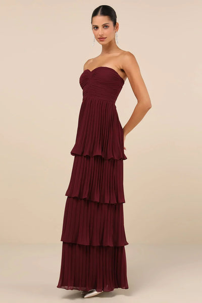 Velmara ™ | Trägerloses, mehrlagiges Maxikleid mit Rüschen