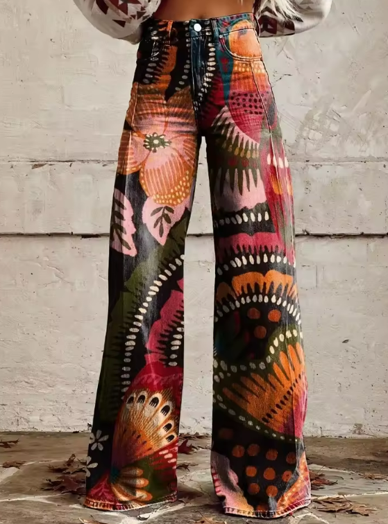Karena | Weite Bein Hose mit Blumenmuster