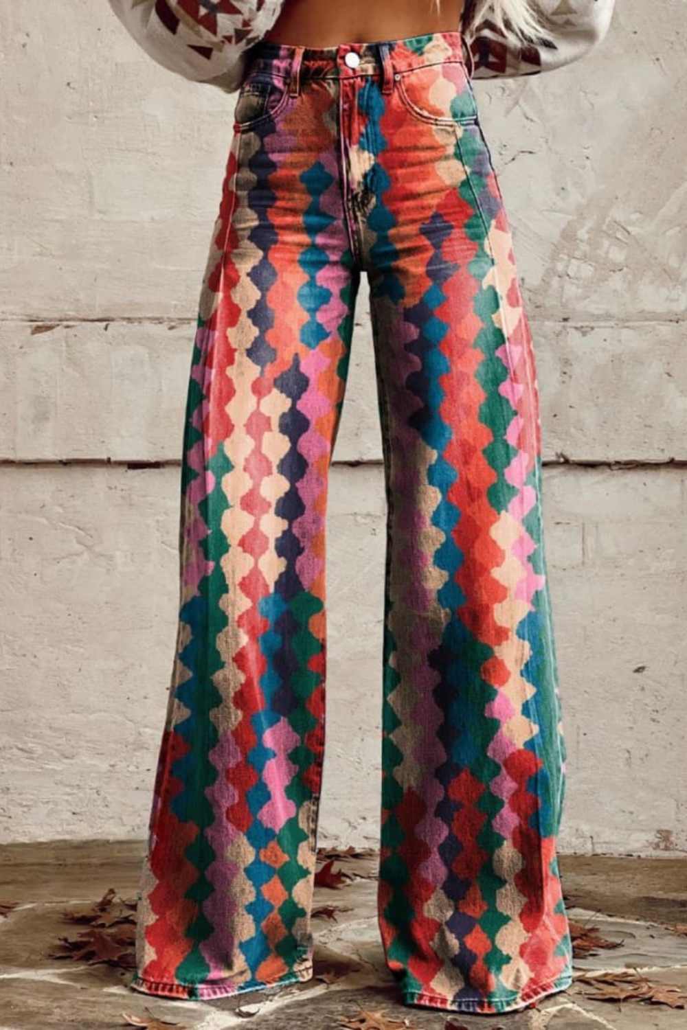 Shannon | Vintage Weite Bein Hose mit Muster