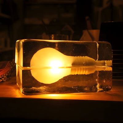 ZenCube Lamp – Moderne transparente Eistischlampe mit Würfel-Glühbirne