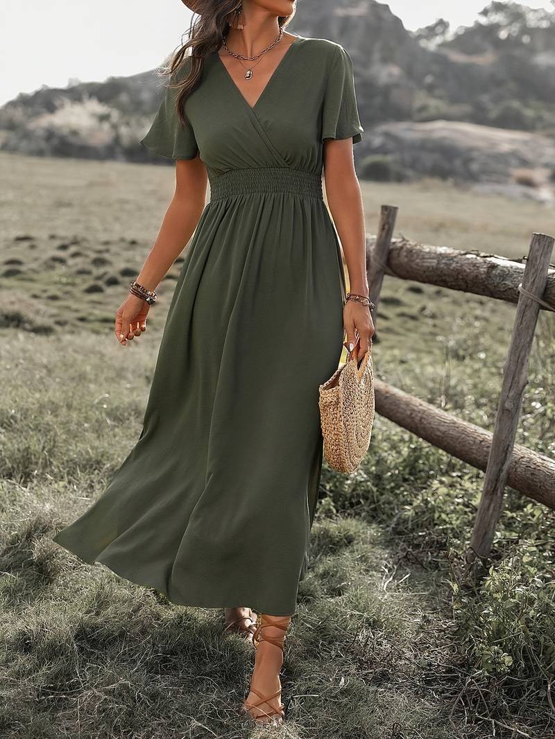 Lucy – elegantes kurzarmkleid mit chorkragen