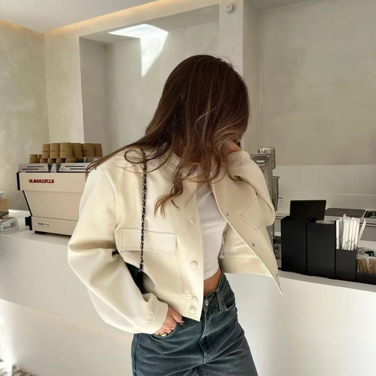 Strukturierte Kurzjacke für Damen