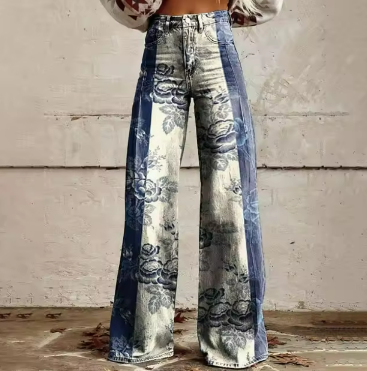 Amari | Stilvolle Weite Bein Hose mit Blumenprint