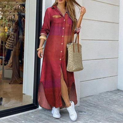 Langes Hemdblusenkleid aus Denim mit Knöpfen - Helena