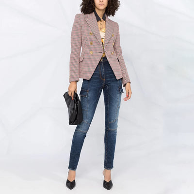 Vivienne | Damen Hahnentritt Blazer mit Doppelknopfleiste