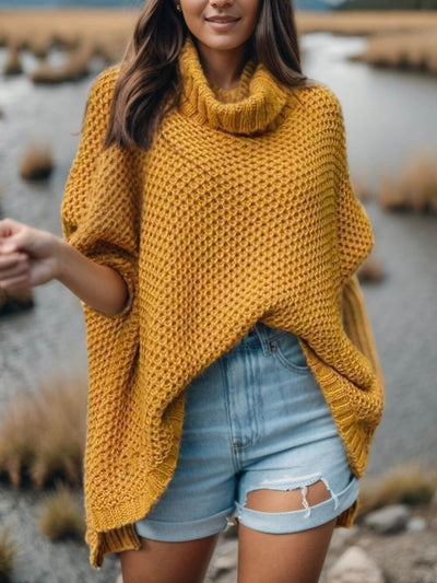 Turtleneck Pullover mit Dolmanärmeln