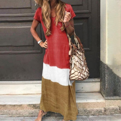 Veshdita - Bequemes Sommerkleid: Dreifarbig, Modisch, Luftig
