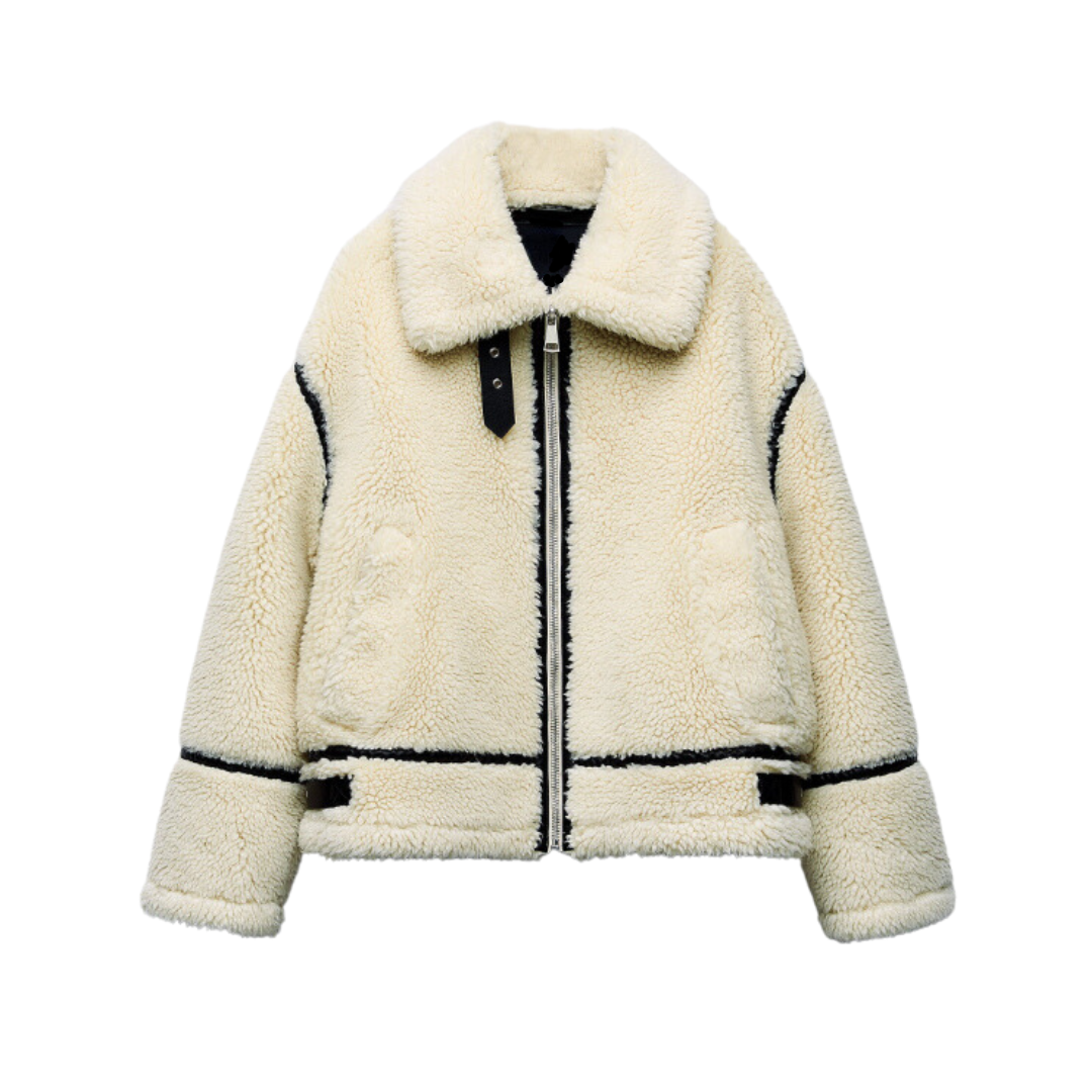 Teddy-Pilotenjacke – Dilara | Trendig, Warm, Oversized & Stilvoll!