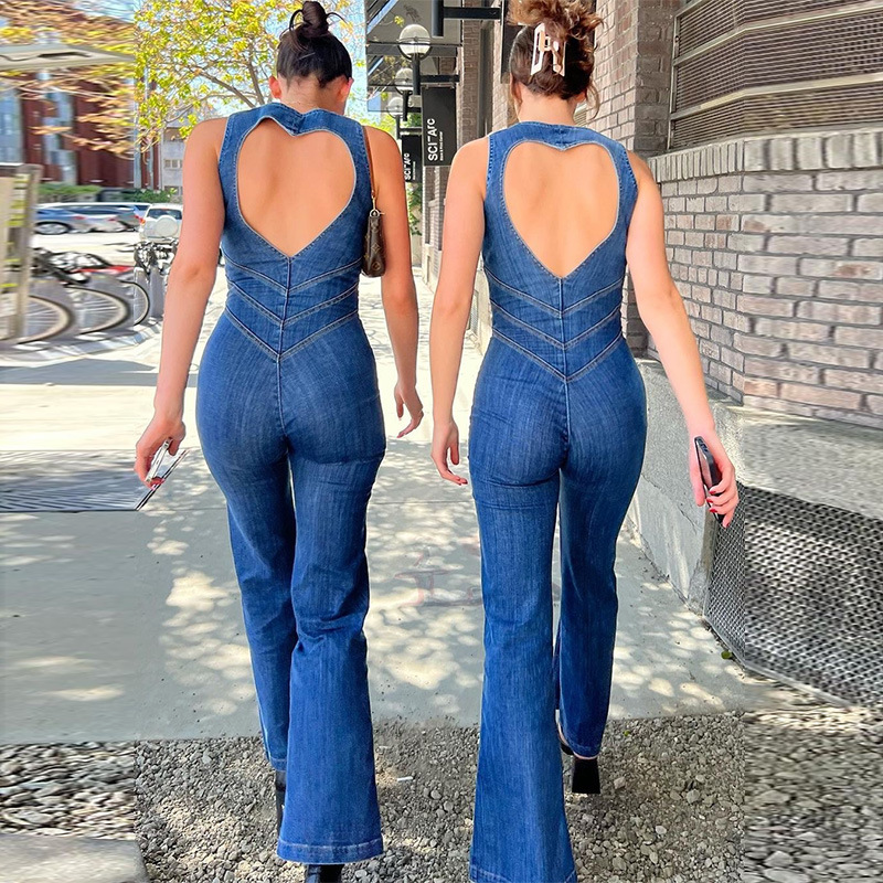 Suzanne - Ärmelloser Sommer-Overall aus Denim für Damen
