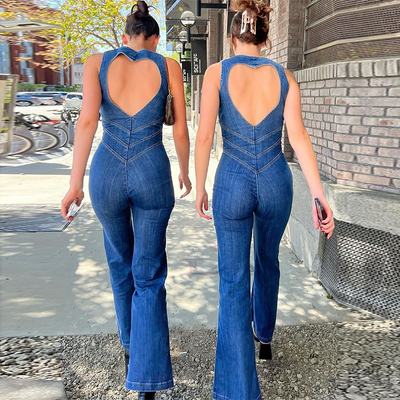 Suzanne - Ärmelloser Sommer-Overall aus Denim für Damen