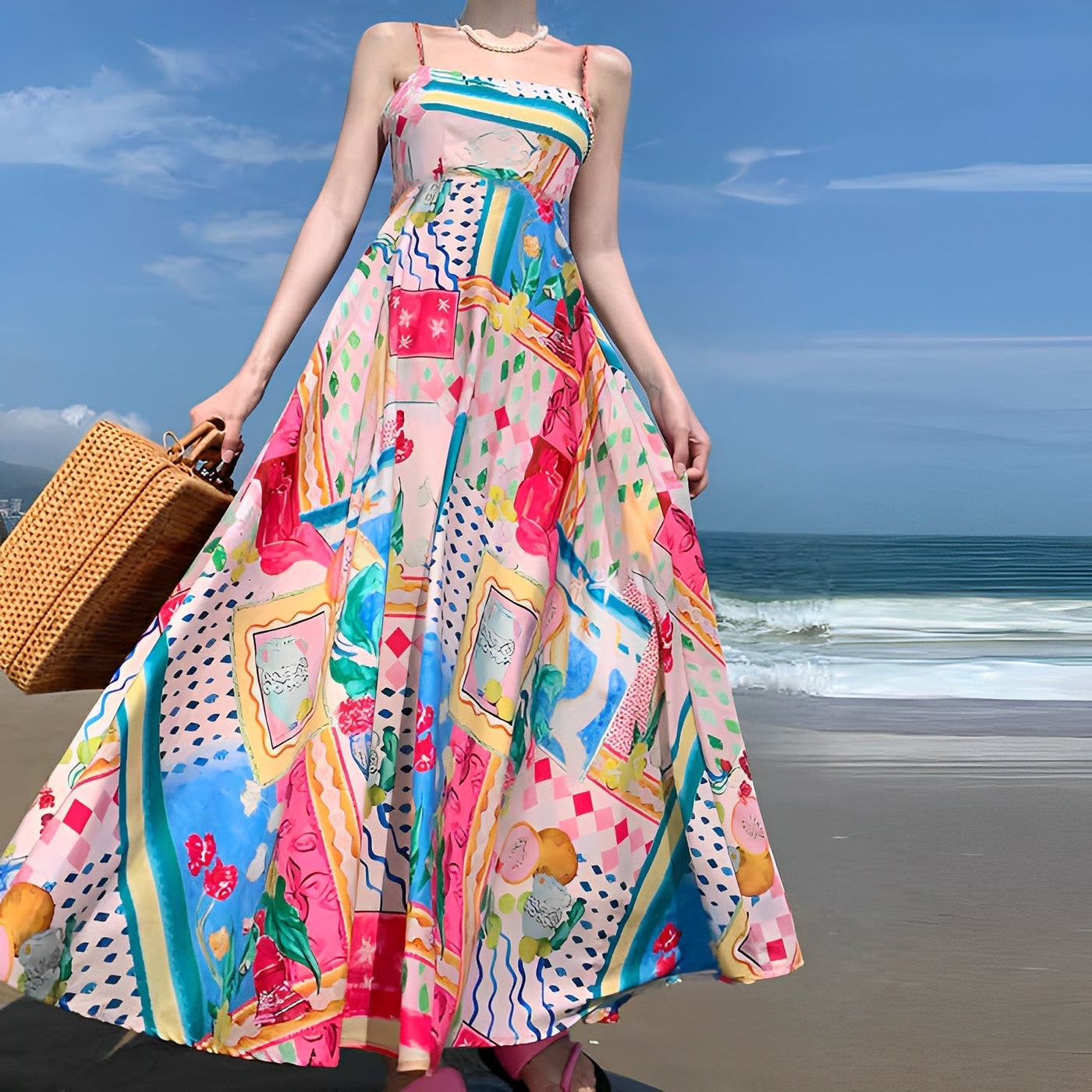 Zinnia - Buntes Sommerkleid mit hoher Taille für Frauen