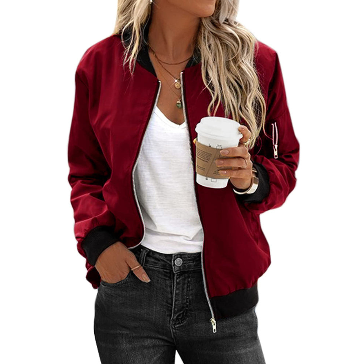 Zip-Bomberjacke Casual für Damen