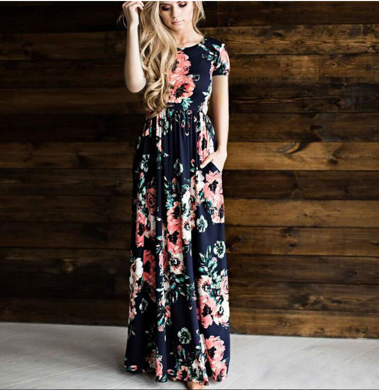 Stella | Damen-Maxikleid mit Blumenmuster