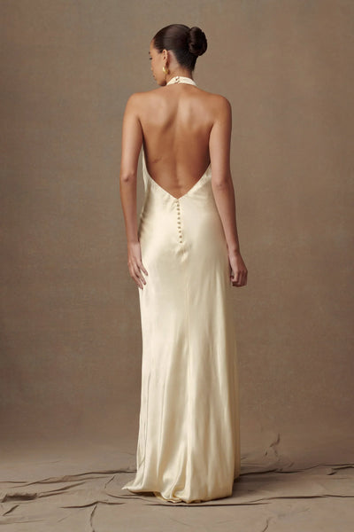 Aisha™ – Satin-Maxikleid mit Wasserfallausschnitt