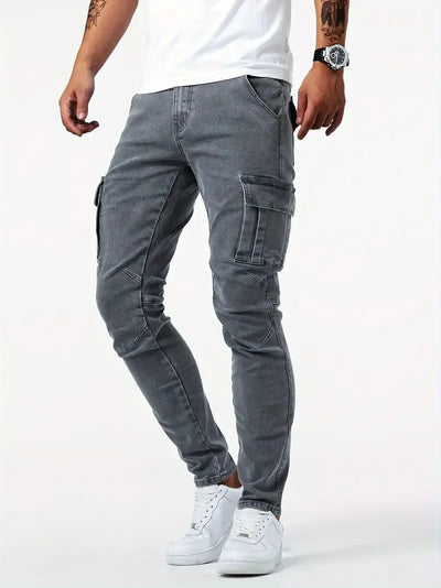 Hellblaue Cargo-Hose aus Stretch-Denim für Herren - Denver