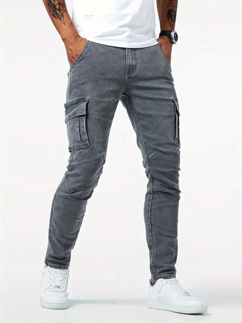 Hellblaue Cargo-Hose aus Stretch-Denim für Herren - Denver