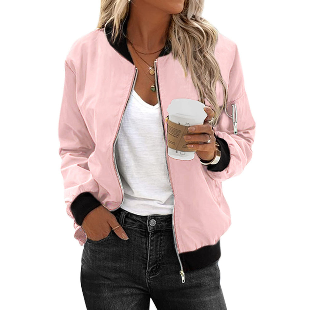 Zip-Bomberjacke Casual für Damen