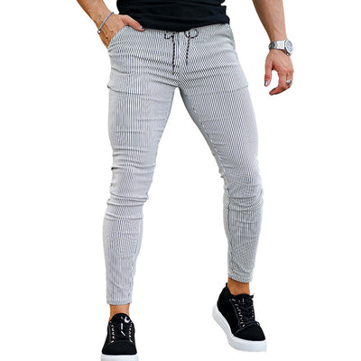 Herren Freizeithose vertikal gestreift slim fit schwarz - Érick