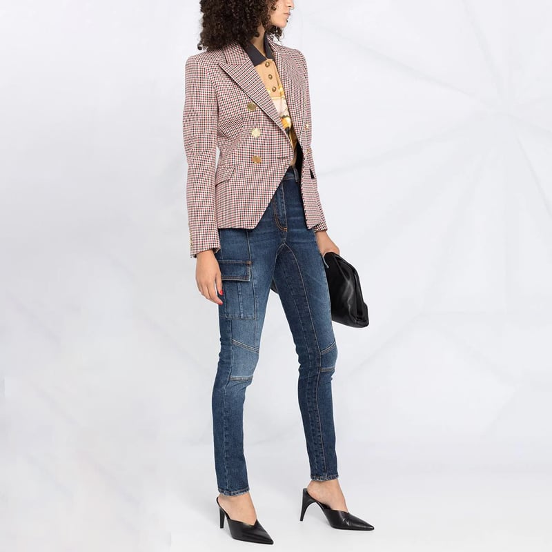 Vivienne | Damen Hahnentritt Blazer mit Doppelknopfleiste