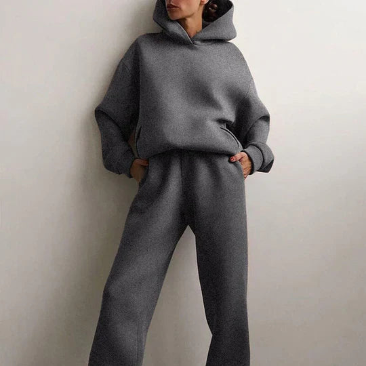 Strukturiertes Hoodie-Set für Damen
