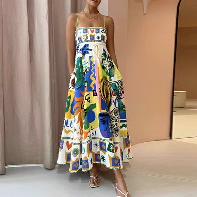 Zinnia - Buntes Sommerkleid mit hoher Taille für Frauen