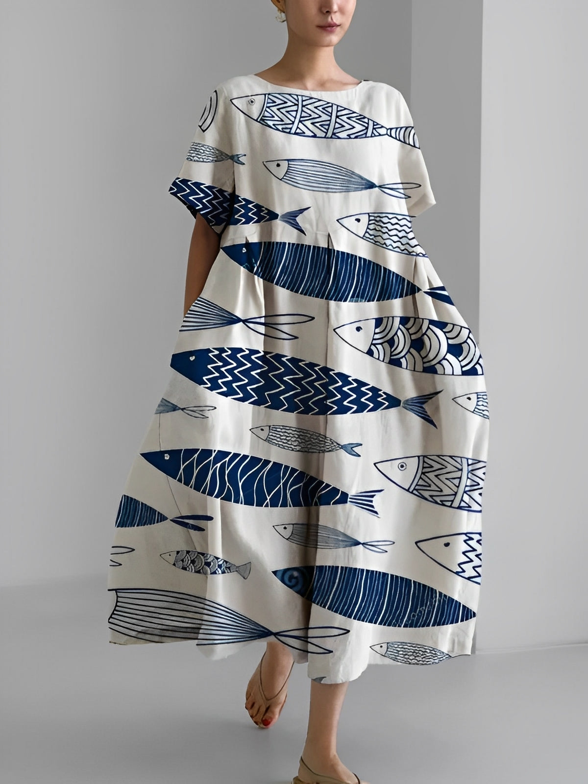 Sherry - Elegantes, locker sitzendes Kleid mit Muster für Frauen