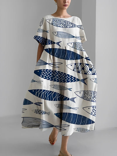 Sherry - Elegantes, locker sitzendes Kleid mit Muster für Frauen