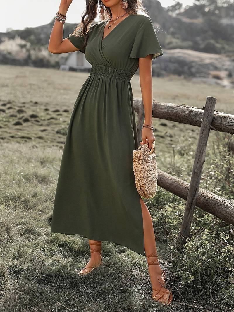 Lucy – elegantes kurzarmkleid mit chorkragen