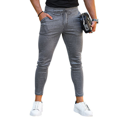 Herren Freizeithose vertikal gestreift slim fit schwarz - Érick