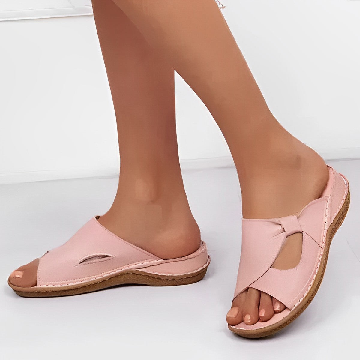 Zoey - Schicke flache Damen-Pantoletten mit offenem Zeh