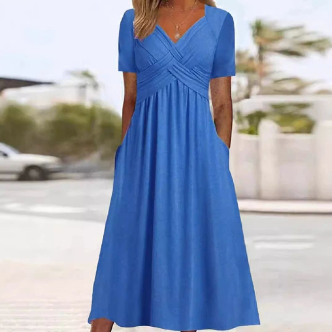 Hainah - V-Ausschnitt Schmeichelndes Kleid