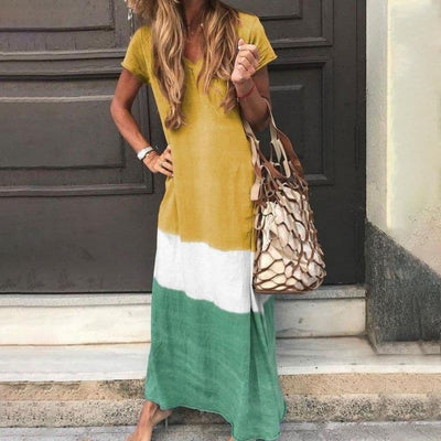 Veshdita - Bequemes Sommerkleid: Dreifarbig, Modisch, Luftig