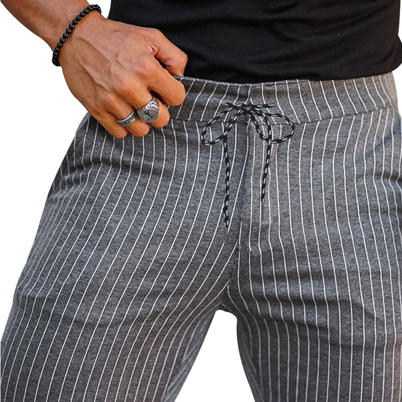 Herren Freizeithose vertikal gestreift slim fit schwarz - Érick