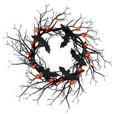 SpiderSpook LED Halloweenkranz – Vampir‑ & Spinnen‑Dekoration für Türen & Fenster