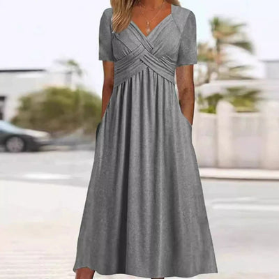 Hainah - V-Ausschnitt Schmeichelndes Kleid